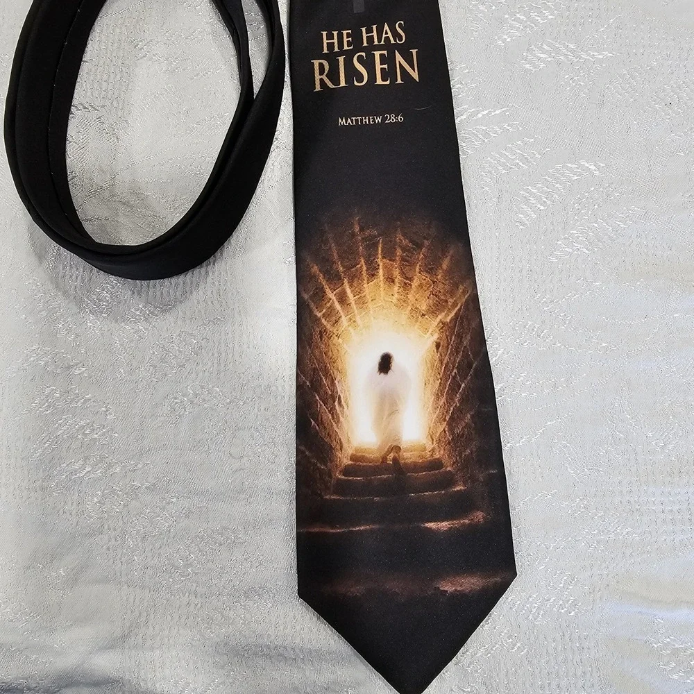Three Rooker He Has Risen Easter Christian Religious Tie Men's 60